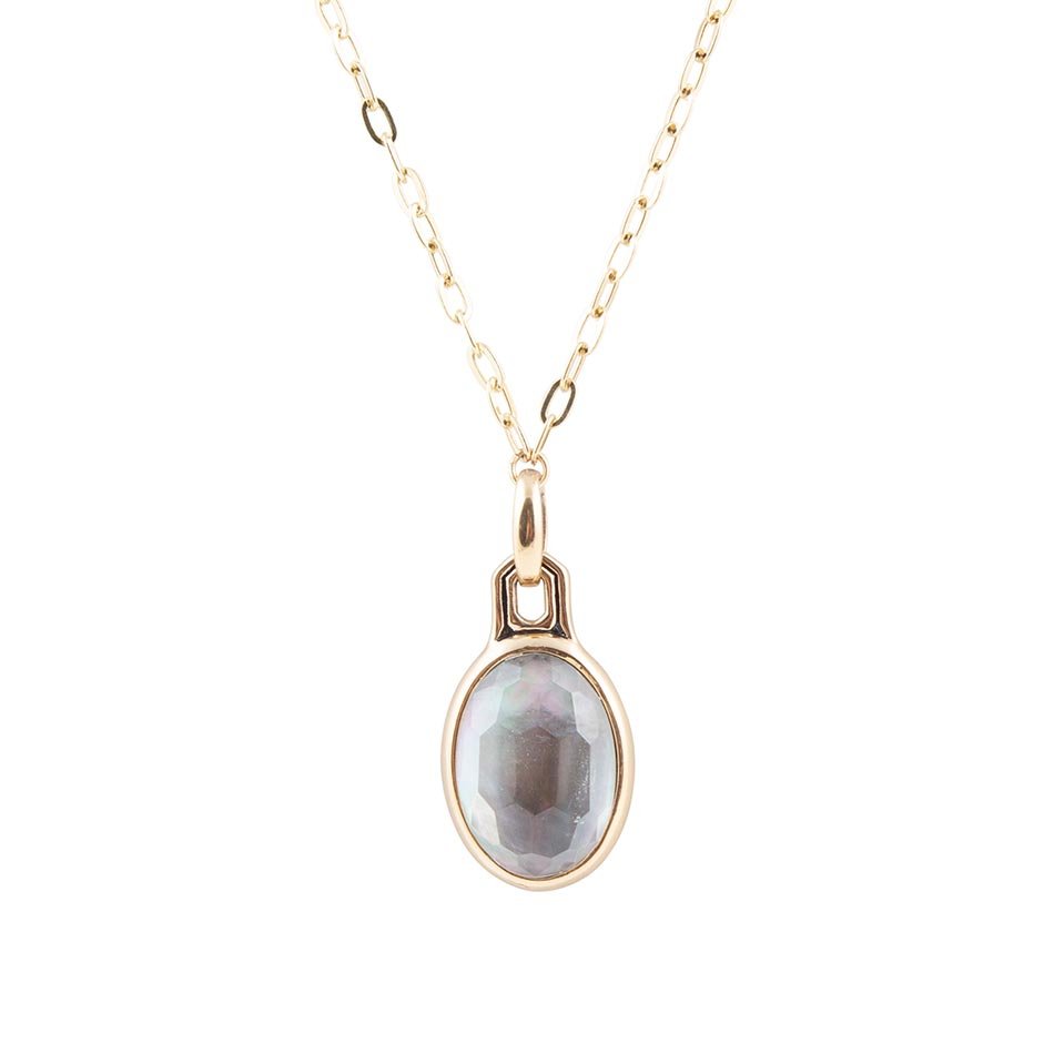 Black Mother of Pearl Golden Pendant Necklace