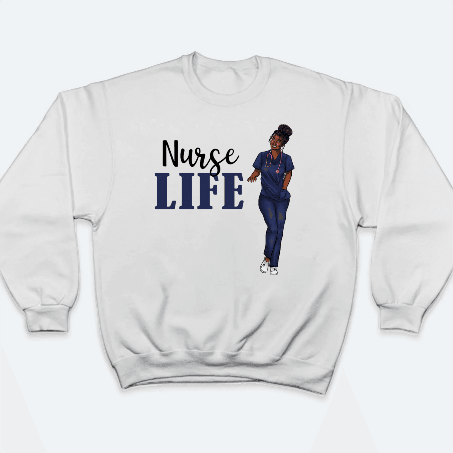 Black Nurse in Scrubs - Personalized Custom T Shirt - Birthday, Loving, Funny Gift for Nurse, CNA, Healthcare, Registered RN