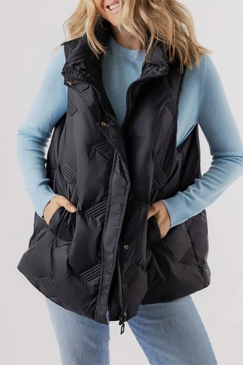 Love Salve Black Quilted Vest Women&amp;#39;s Layering Essential Winter Jacket - Warm &amp;amp; Chic