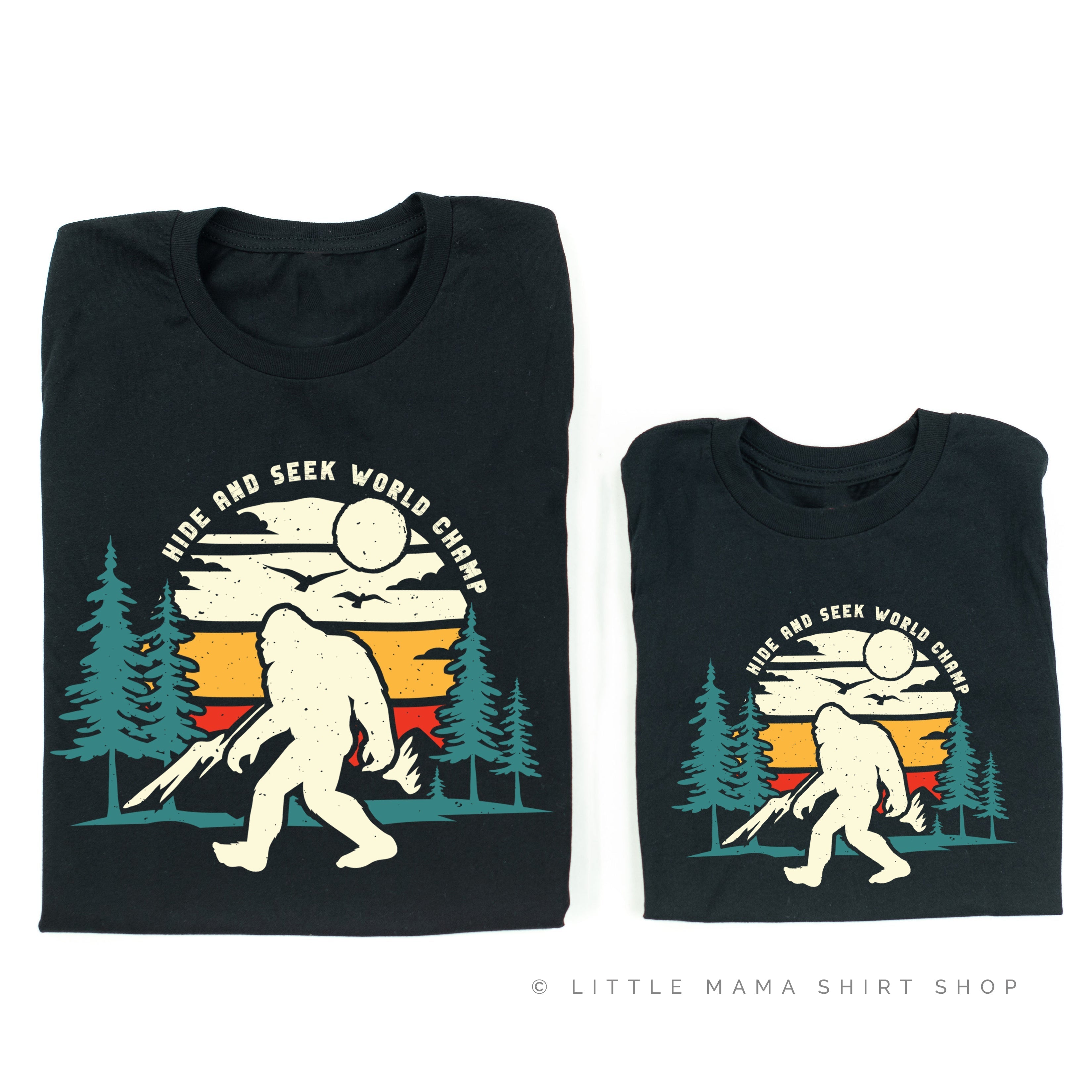 Big Foot - Hide And Seek World Champ - Set of 2 Black Tees