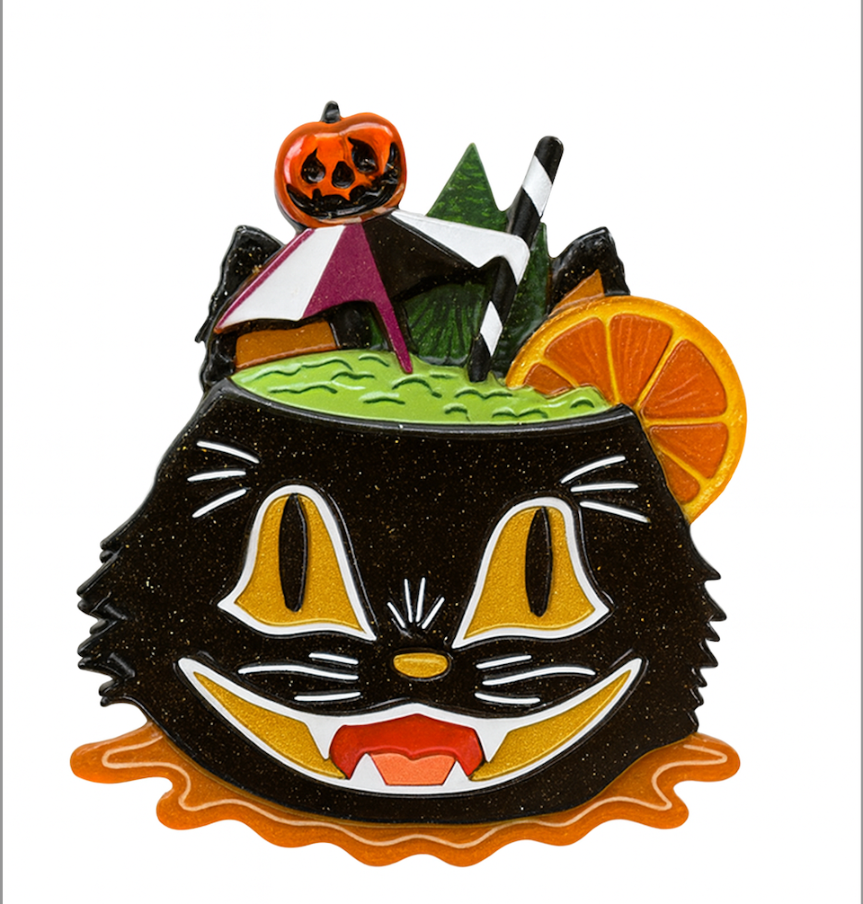 Black Magic Halloween Tiki Brooch by Carrie Hudson x Lipstick &amp;amp; Chrome