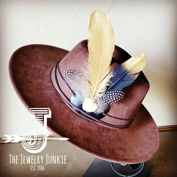 BlackGold Feather&amp;amp;Turq Slab Hatband Choice Hat