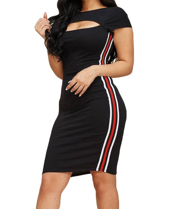 Black Striped T-Shirt Dress