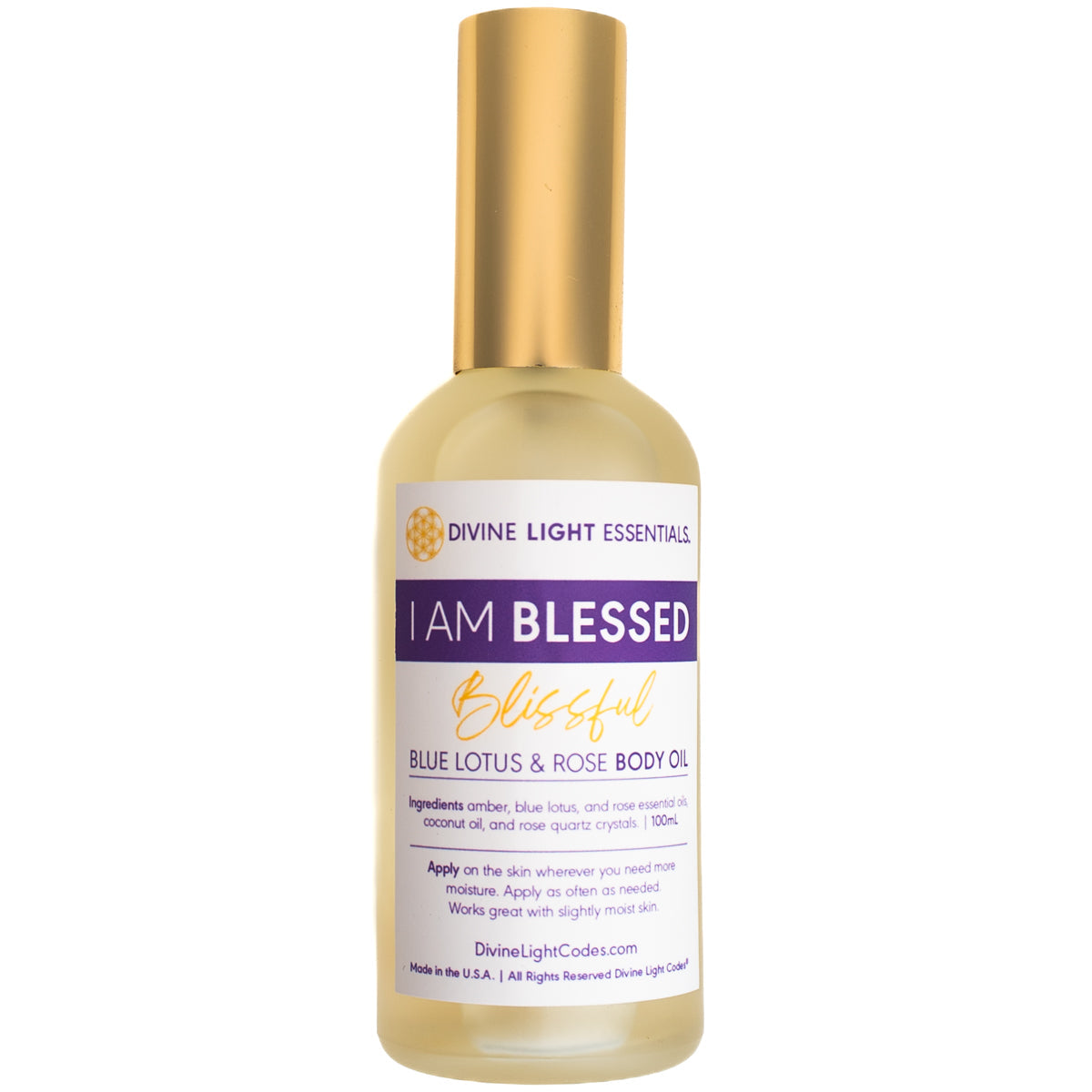 I Am Blessed Blissful Body Oil – Amber, Blue Lotus &amp;amp; Rose Essential Oils - 100 ml