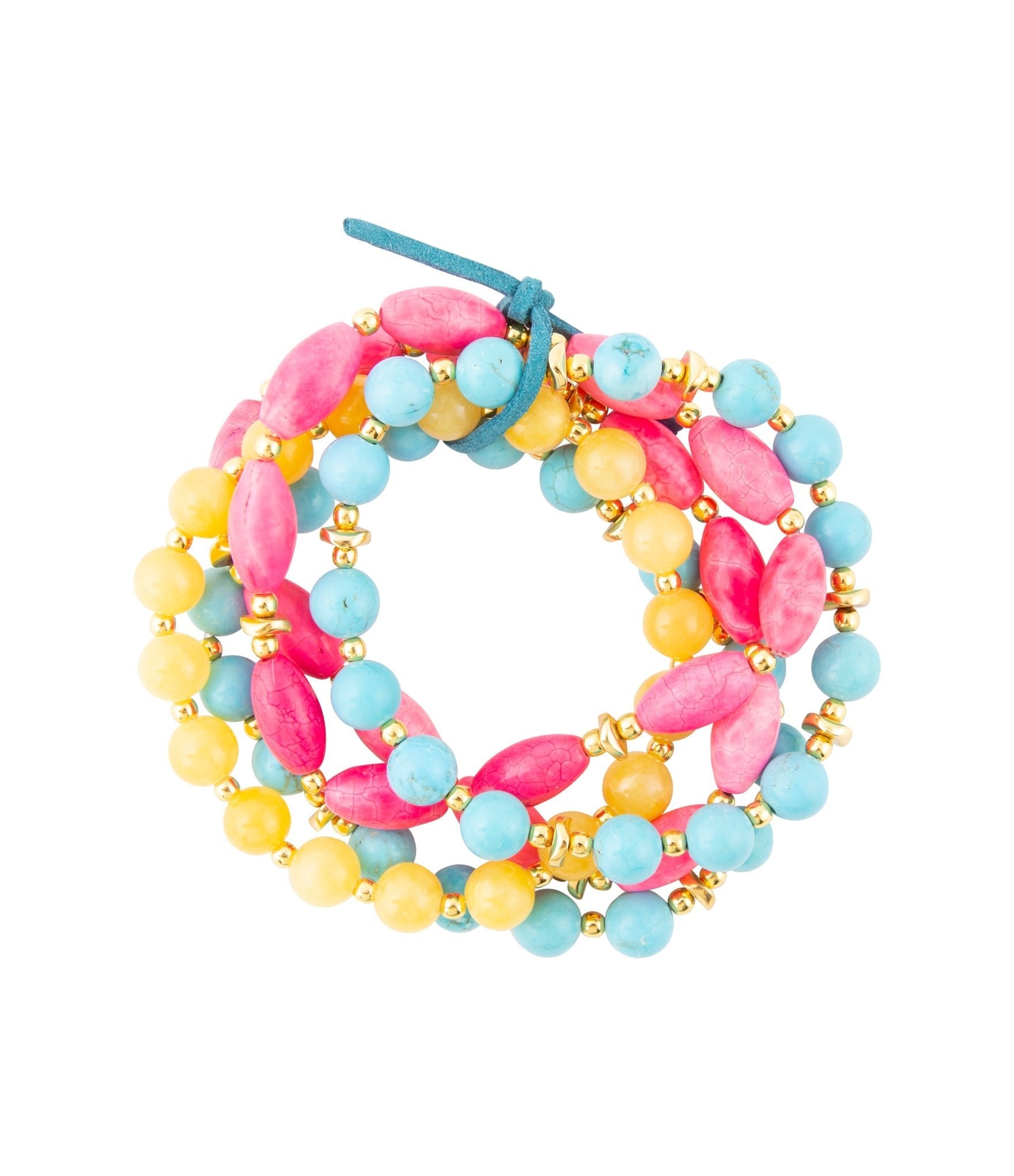 St. Augustine Pink Agate &amp;amp; Turquoise Stack Bracelet