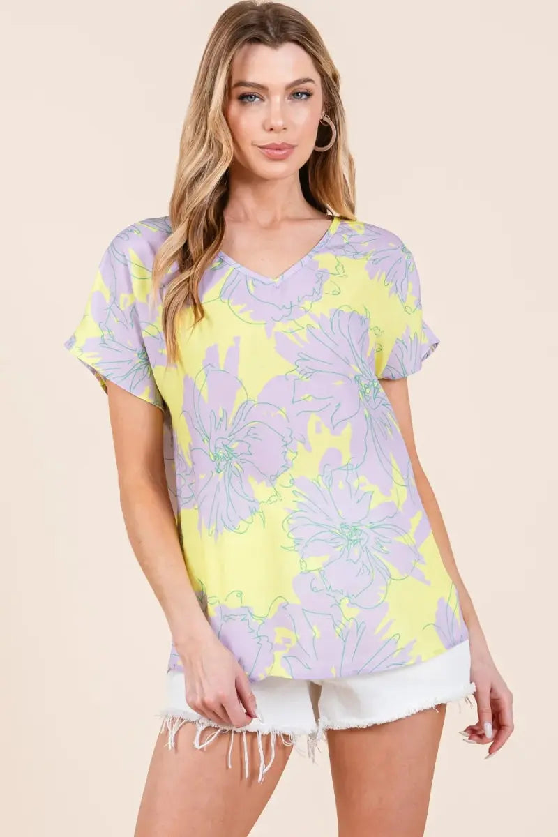 Floral Tee Women&amp;#39;s Casual Chic Short Sleeve T-Shirt Soft &amp;amp; Stylish