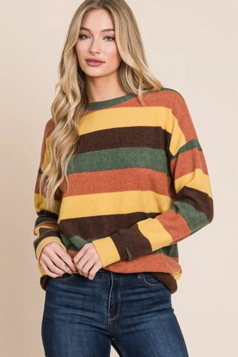 Striped Knit Top Women&amp;#39;s Casual Fashion Top - Soft &amp;amp; USA Shipped