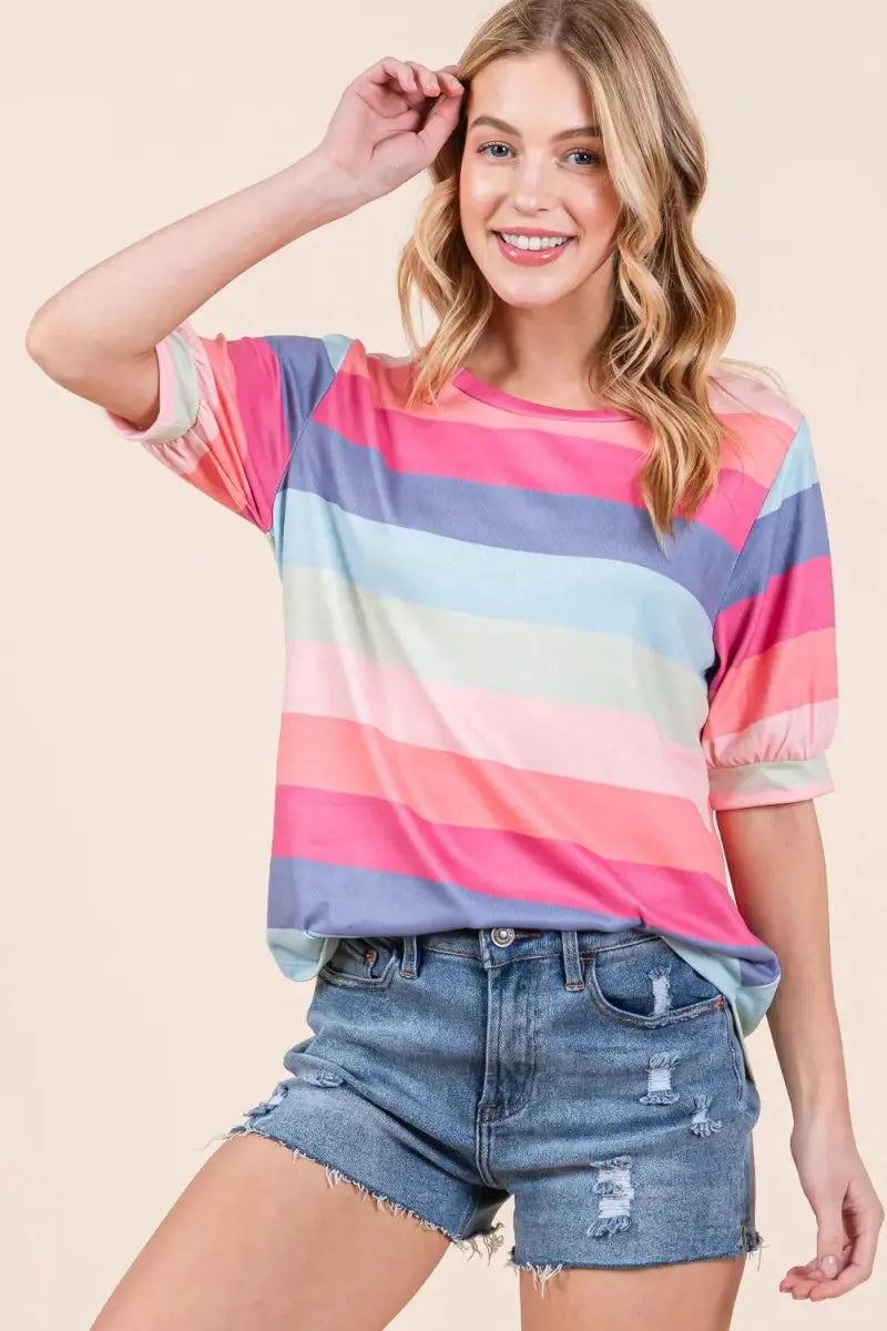Trendsi Striped T-Shirt Women&amp;#39;s Casual Everyday Top - Soft &amp;amp; Breathable