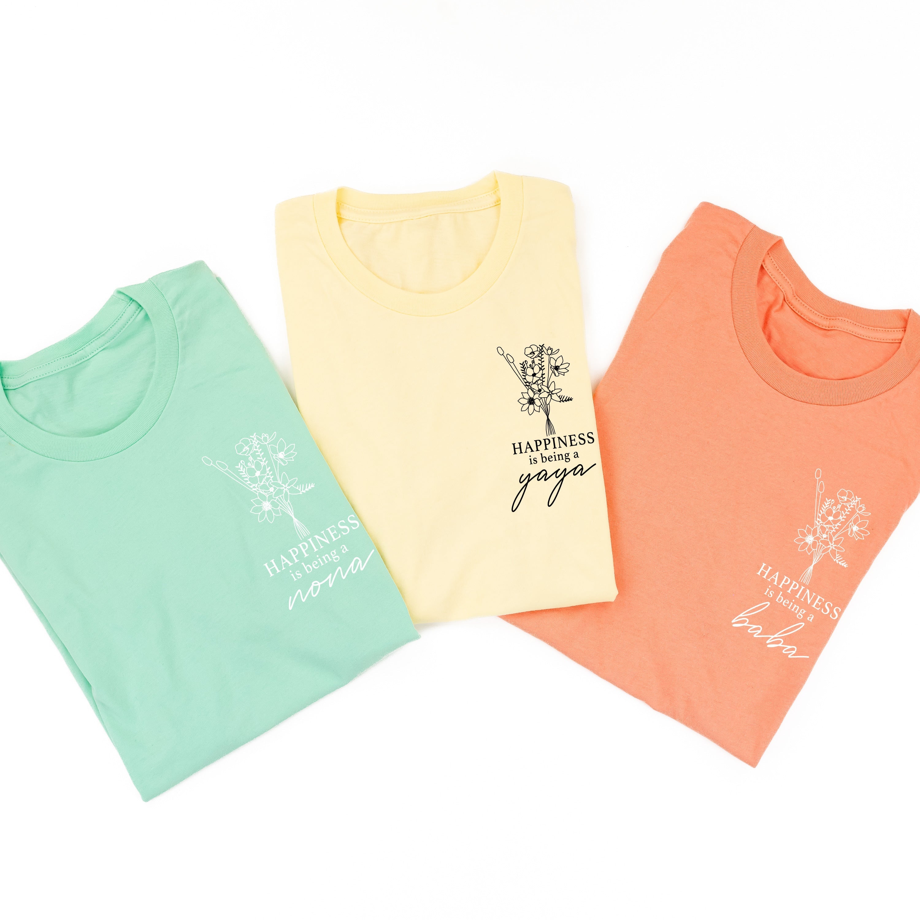 Bouquet Style - &quot;Happiness Is Being a _______&quot; (pocket) - (Choose Your Name) - Unisex Tee