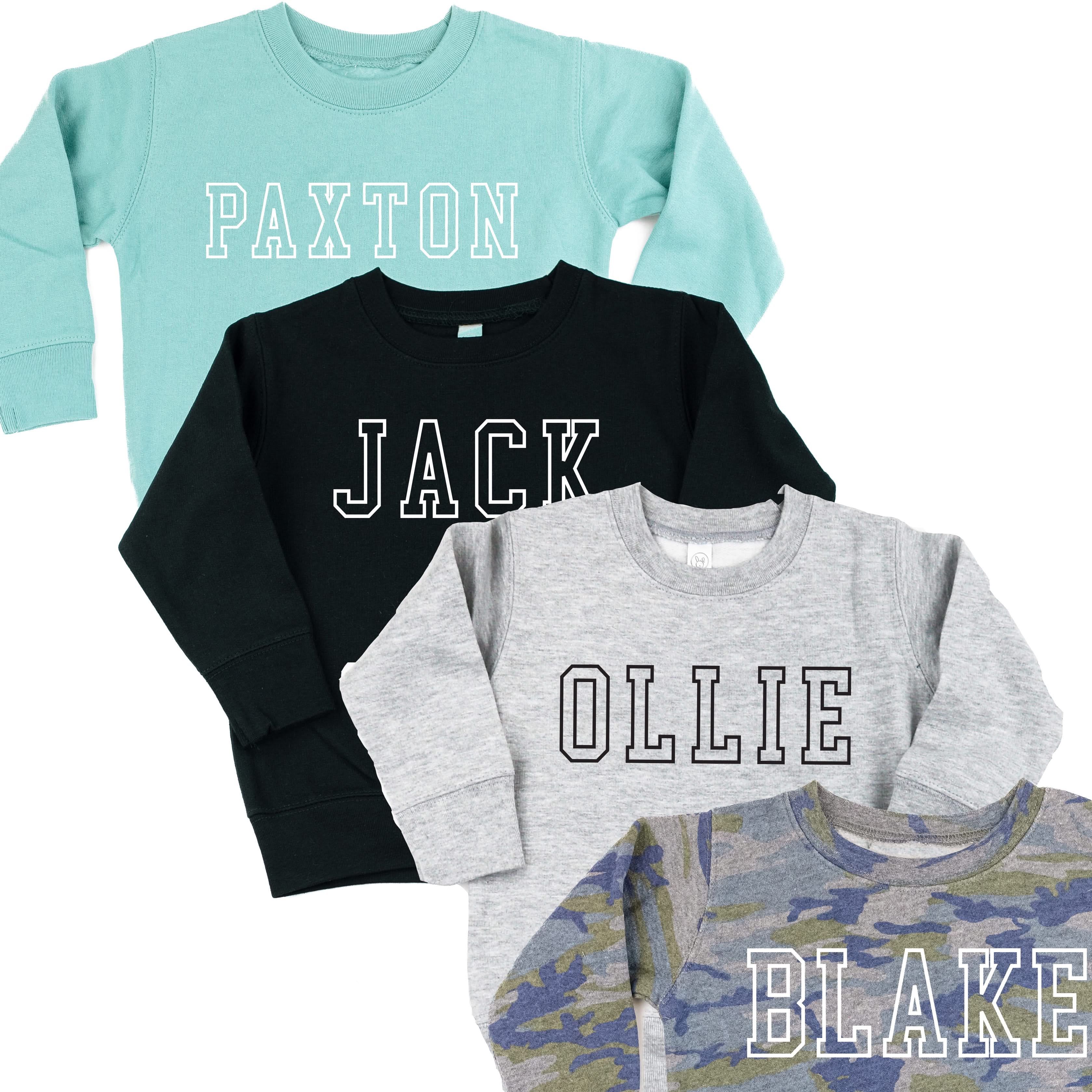 CUSTOM EMBROIDERED OUTLINE NAME - CHILD SWEATER