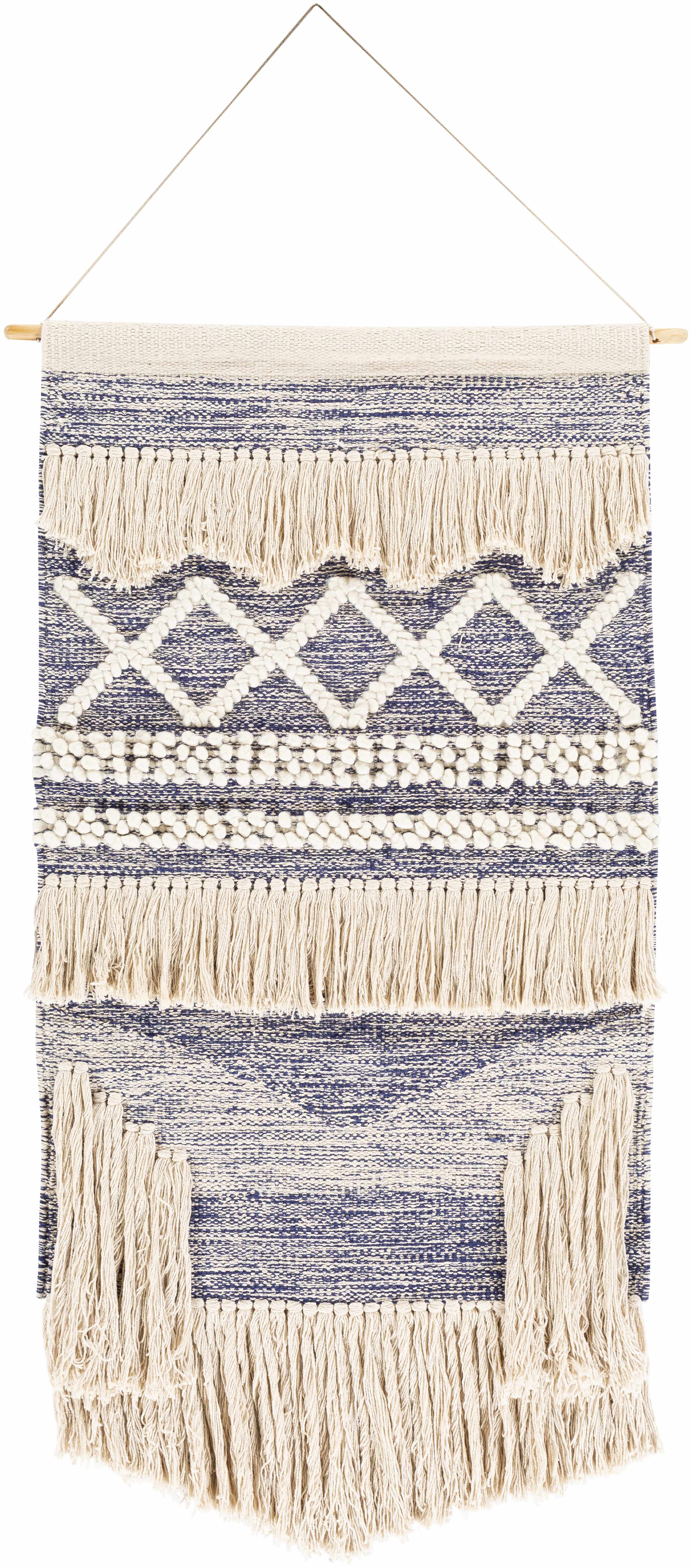 Braunston Boho Navy &amp;amp; Beige Textured Wall Hanging