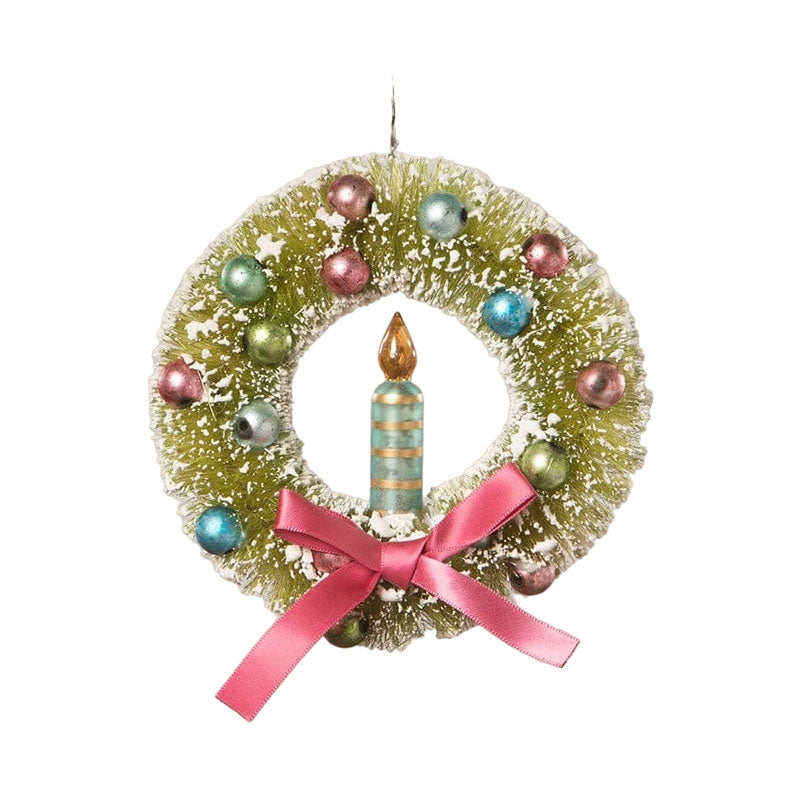 Brights Candle in Wreath Ornament by Bethany Lowe Designs