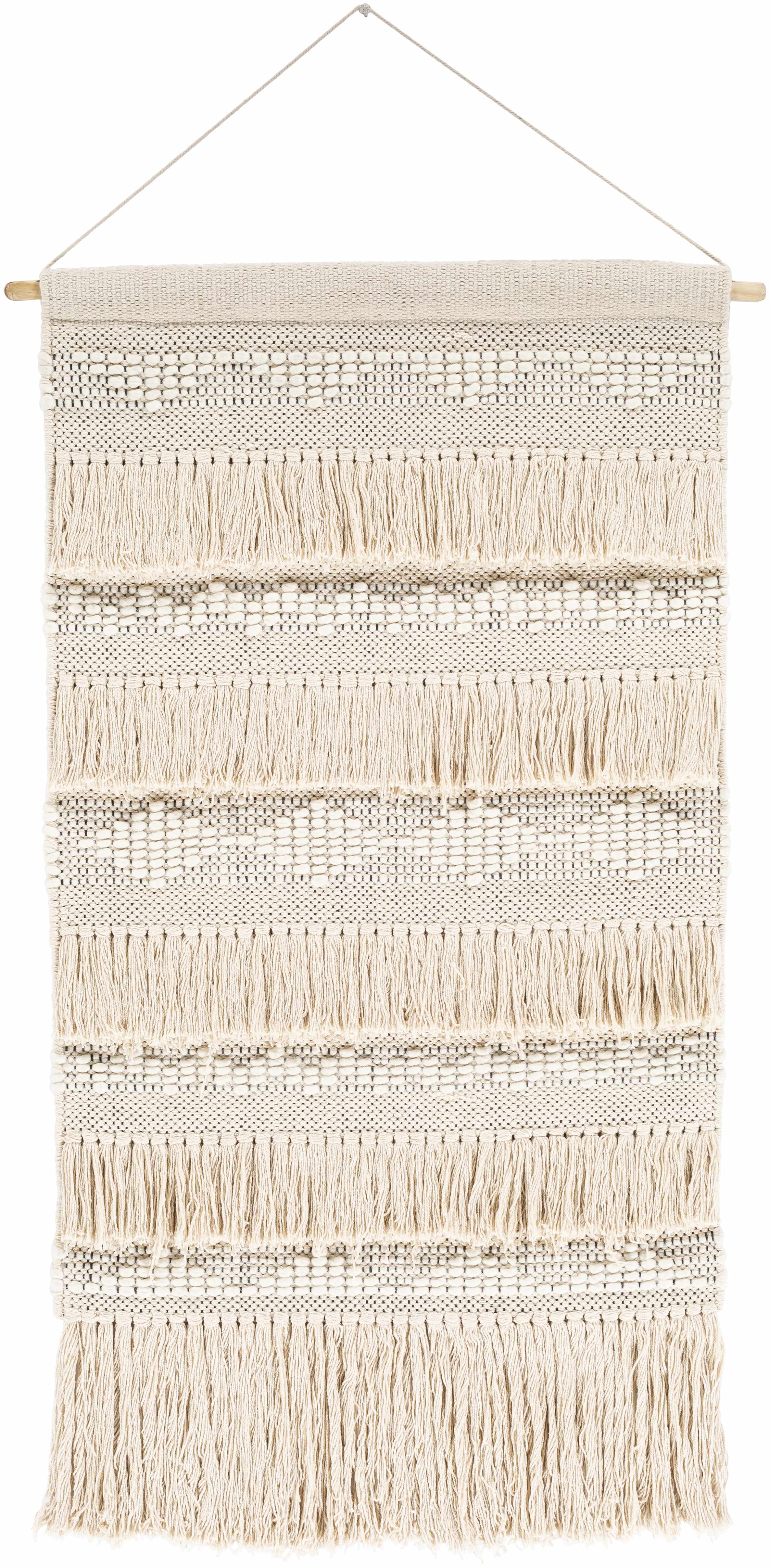 BROOKESMITH CREAM FRINGED PATTERNED WALL HANGING