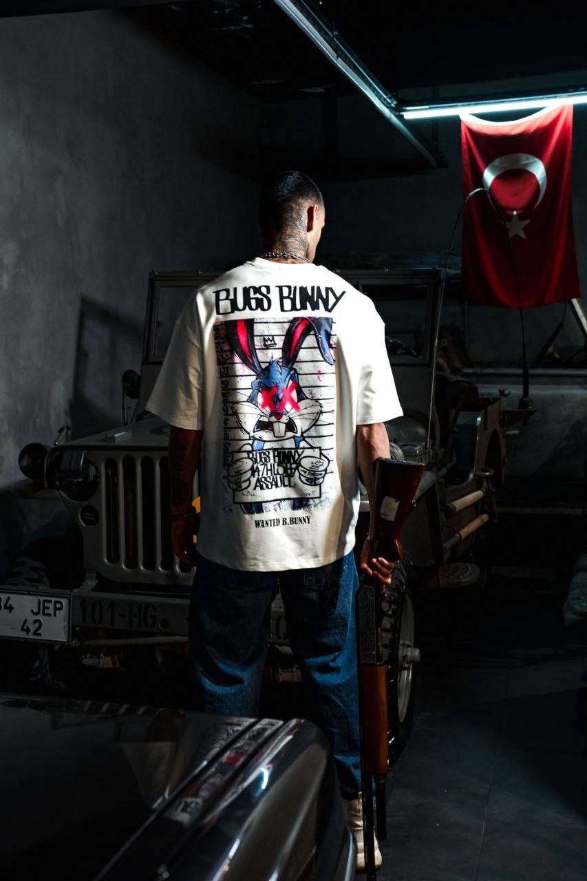 Men&amp;#39;s Oversize &amp;#39;Bugs Bunny&amp;#39; Graphic T-Shirt - Streetwear Looney Tunes Tee