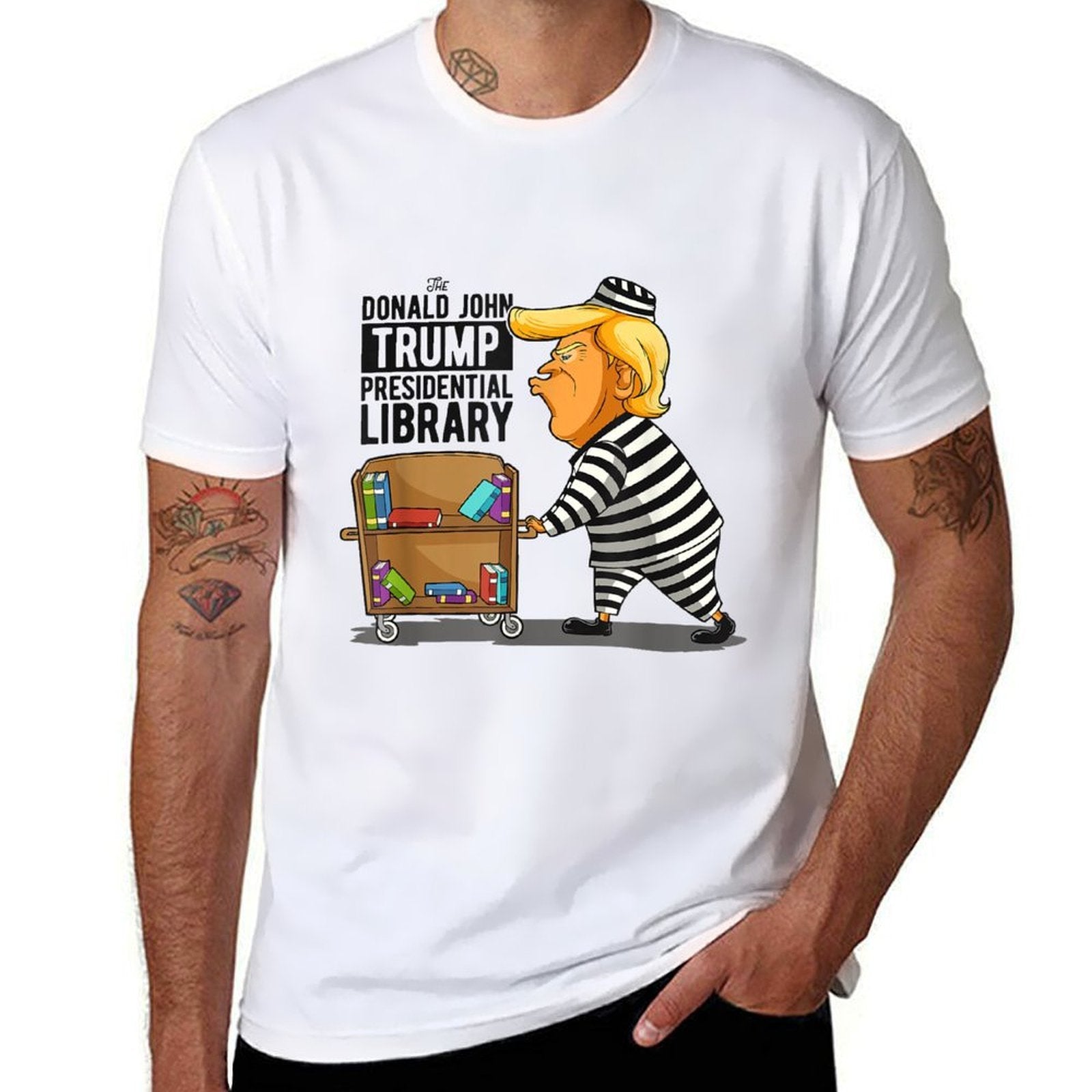 Anti-Trump Library Funny Grey Classic Fit, Crew Neck, - Impeach Trump Apparel  Classic T-Shirt