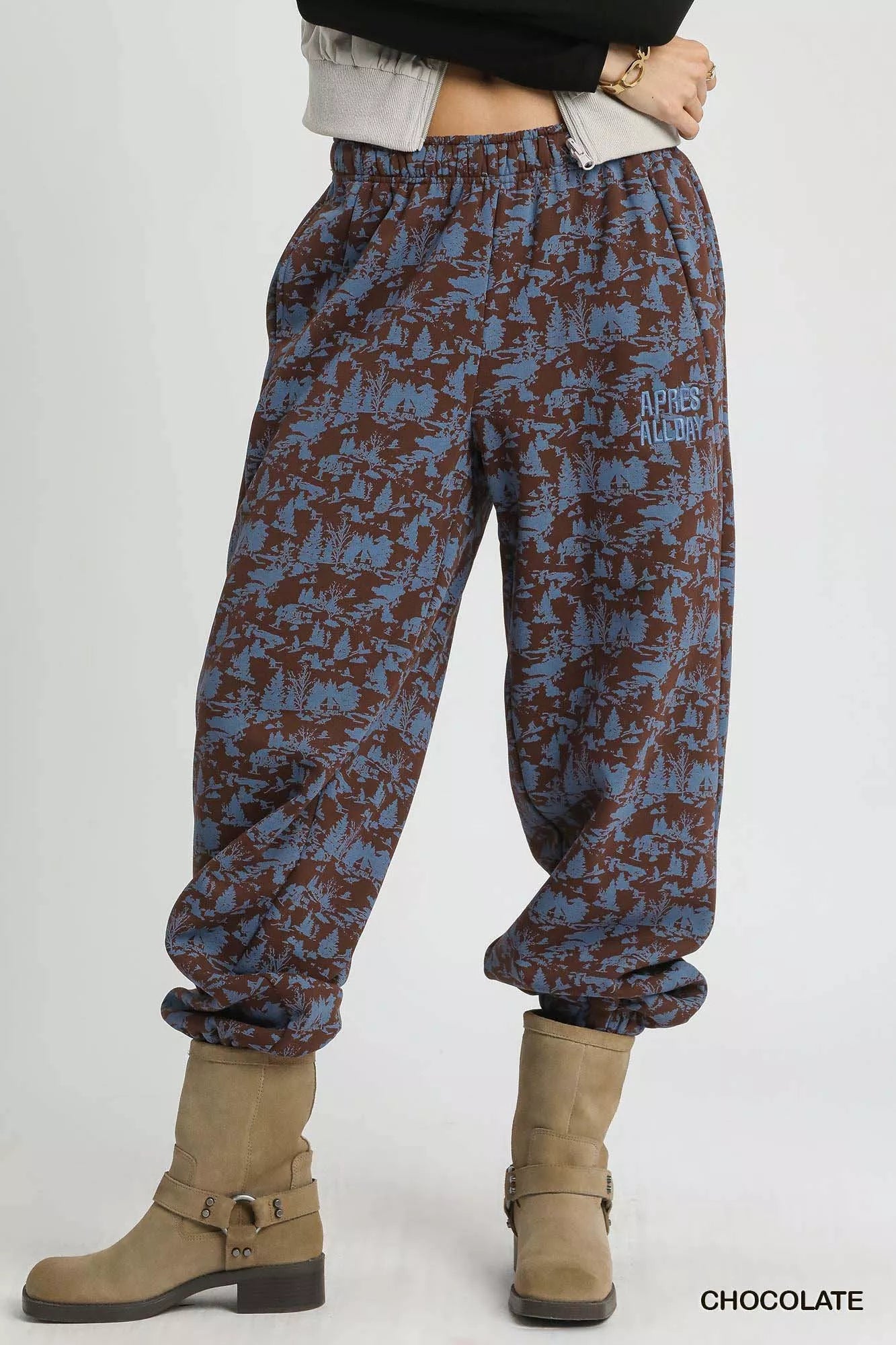 Umgee Scenic Print Casual Sweatpants