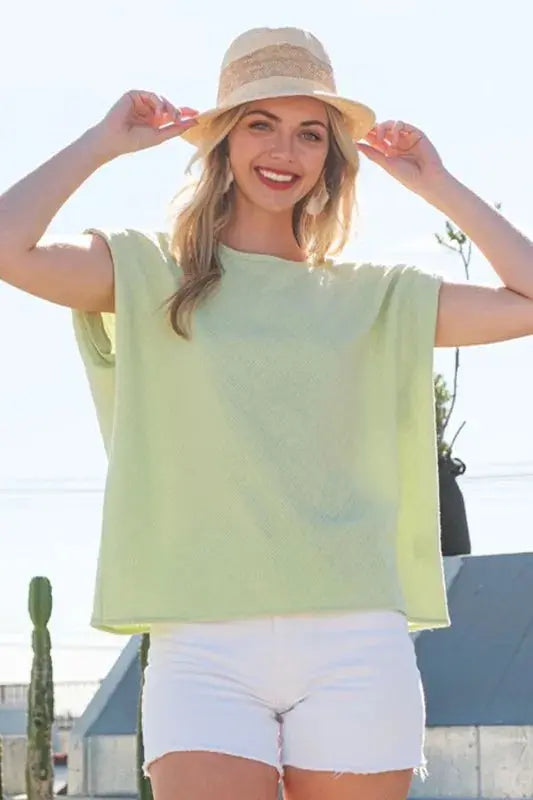 Trendsi Lime/Chili Top Women&amp;#39;s Muscle Sleeve Tee USA Shipped!
