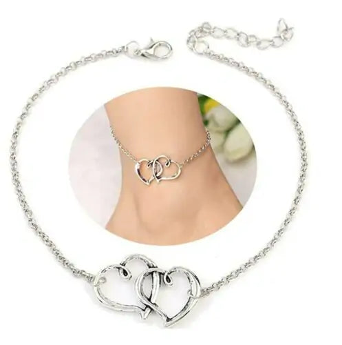 Style Loft Collection Double Heart Arrow Shape Ankle Bracelet