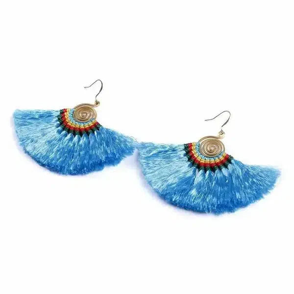 Large Half Moon Tassel Earrings - Thailand