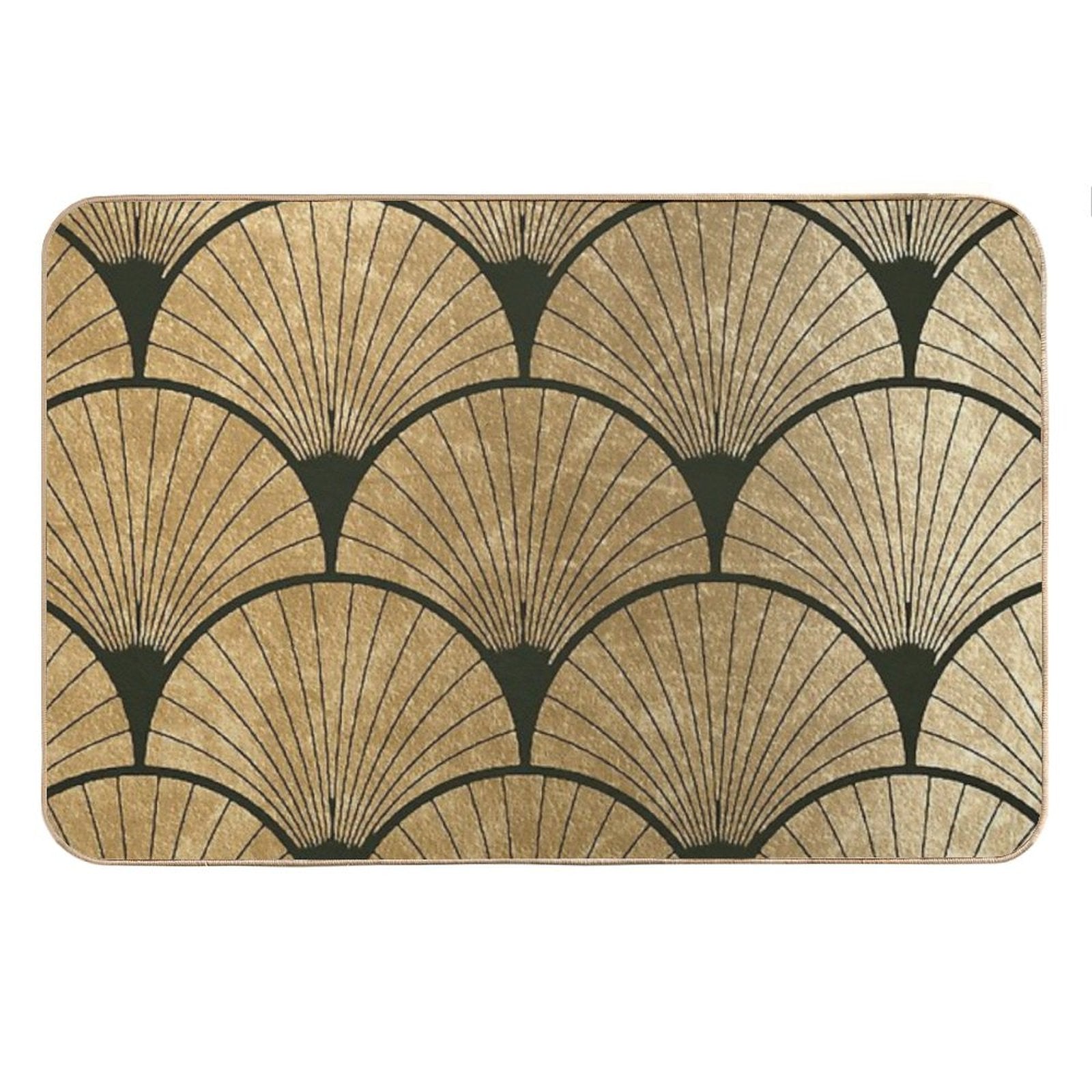 Art Deco Elegance - Golden Fan Bath Mat