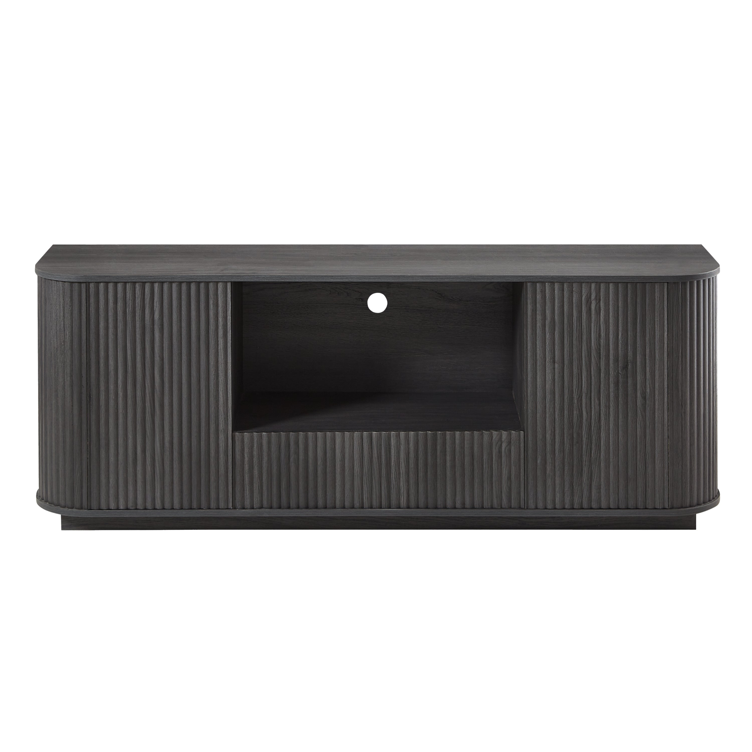 Modern Wavy TV Stand Rounded Sideboard with Storage Cabinet in Black, Particleboard &amp;amp; MDF, 64&amp;#39;&amp;#39;W x 15&amp;#39;&amp;#39;D x 24&amp;#39;&amp;#39;H