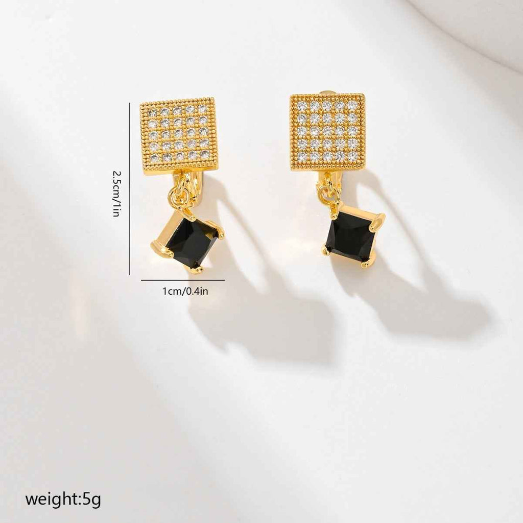 European American Zircon Earrings in Various Colors - Square Fashion Style