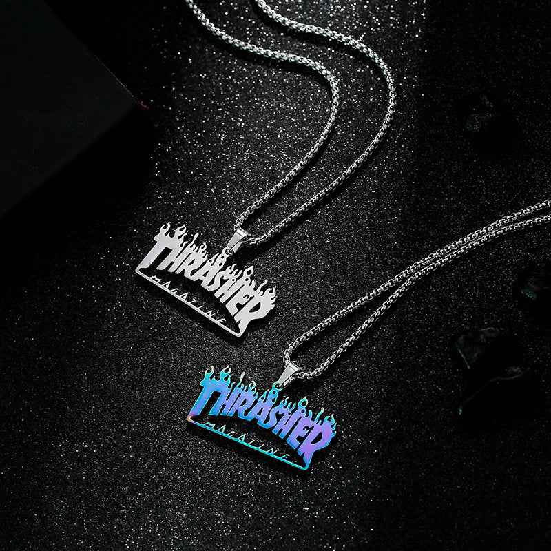 Hip-Hop Women&amp;#39;s Moon Necklace with Blue/White Electroplated Chain - Stylish Accessory for Trendsetters
