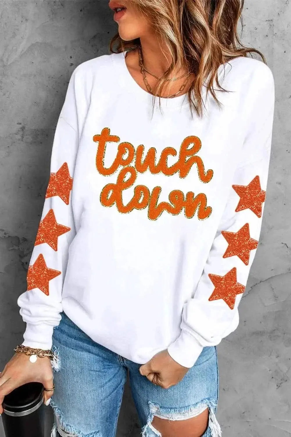 Trendsi Letter Star Sweatshirt Women&amp;#39;s Casual Long Sleeve Top - Comfortable Fit