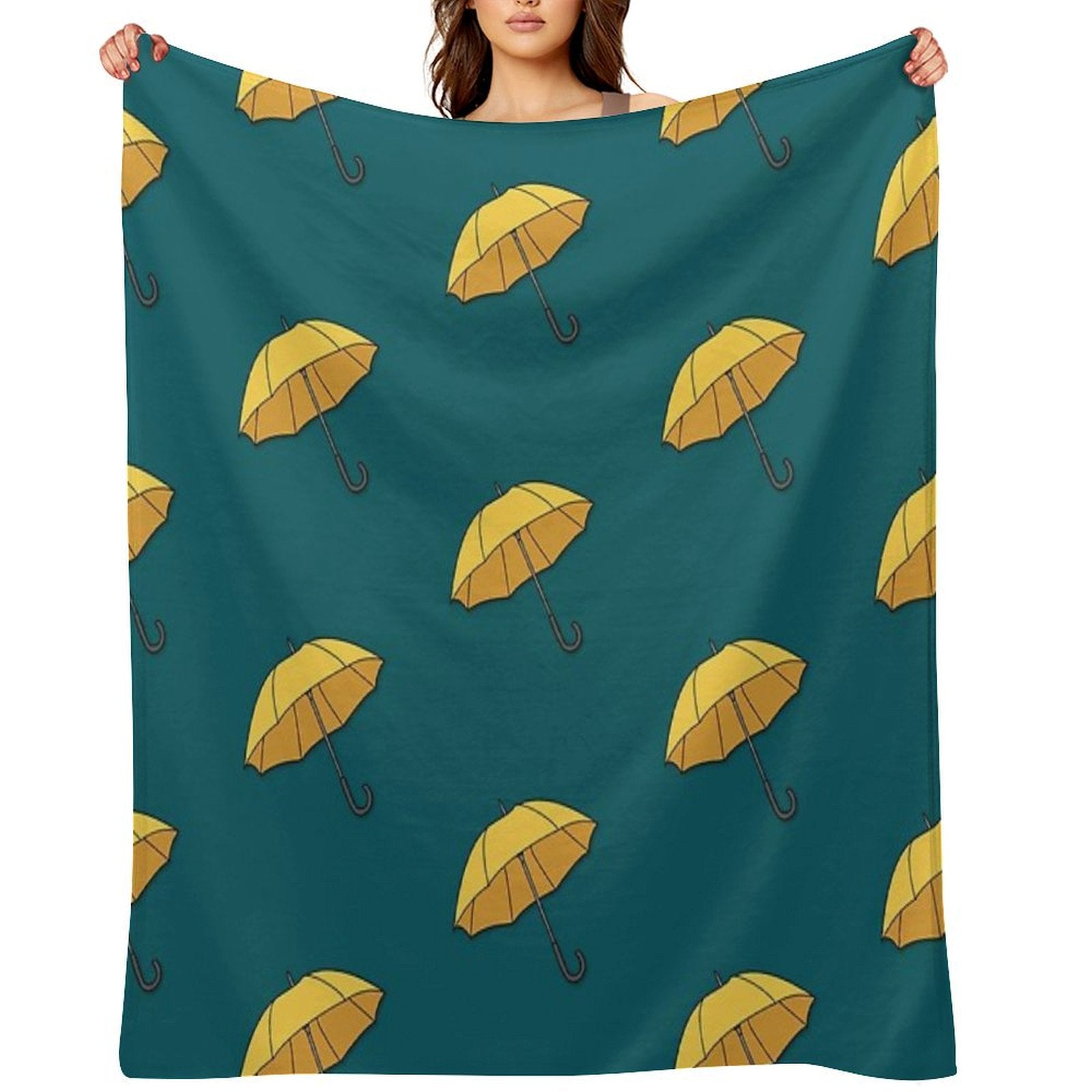 Yellow Umbrella Throw Blanket