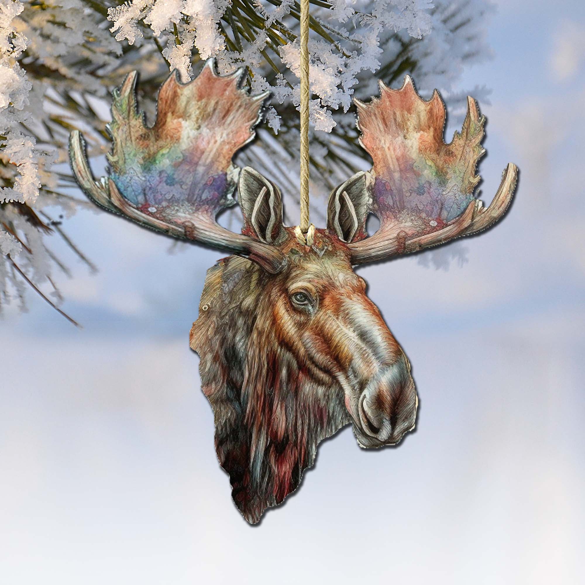 Mighty Moose Of Alaska Wooden Ornaments by G.Debrekht - Wildlife Holiday Decor - 8710108-2