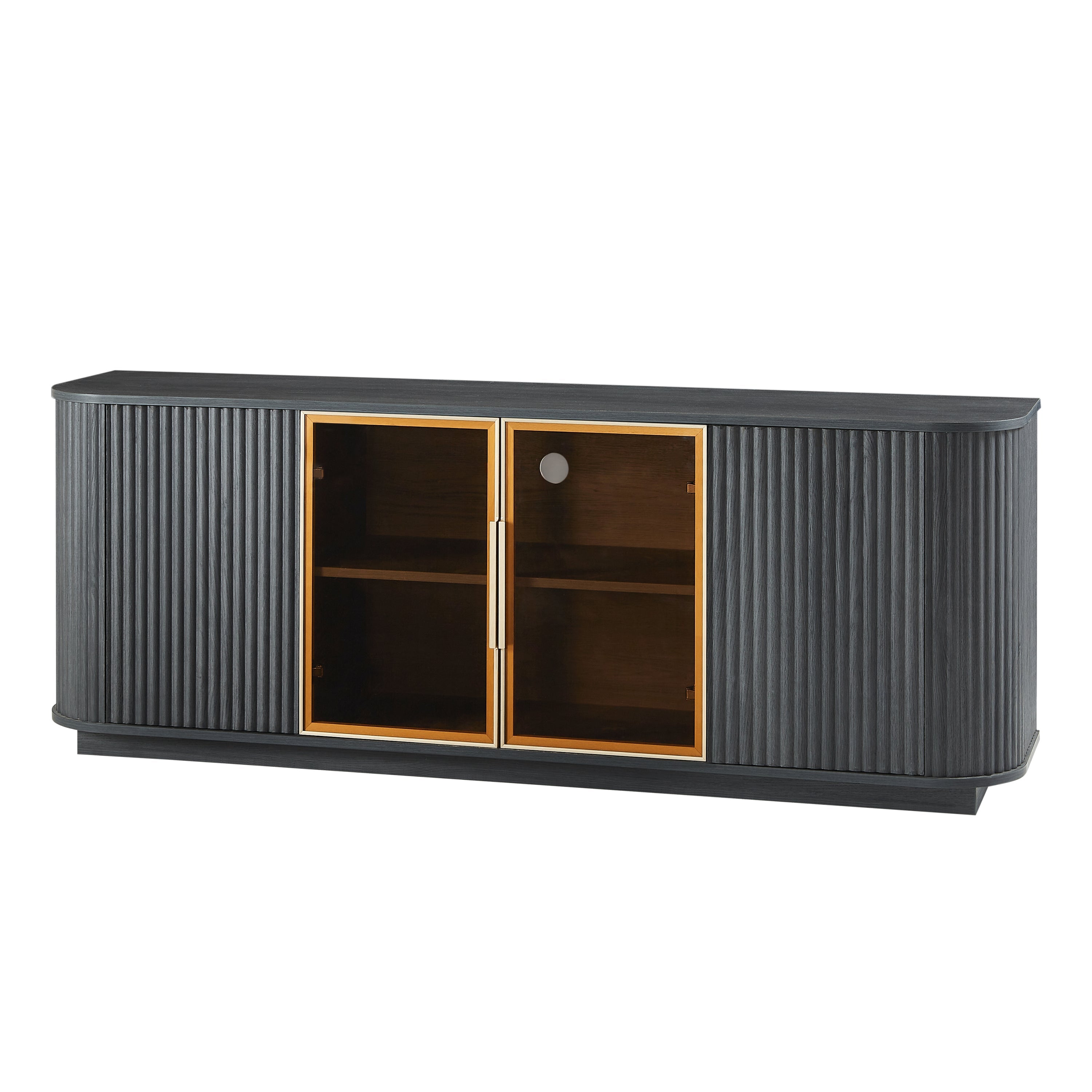 Modern 64-Inch Wavy TV Cabinet with LED Lights, Black, Particleboard and MDF, 64&amp;#39;&amp;#39;W x 15&amp;#39;&amp;#39;D x 24&amp;#39;&amp;#39;H