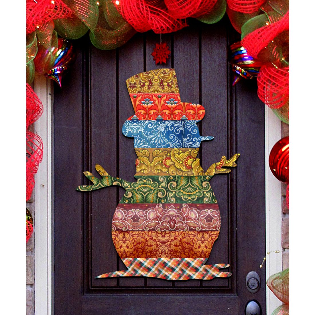 Country Quilted Snowman Door Decor by G. DeBrekht - Christmas Santa Snowman Decor - 8198801-2H