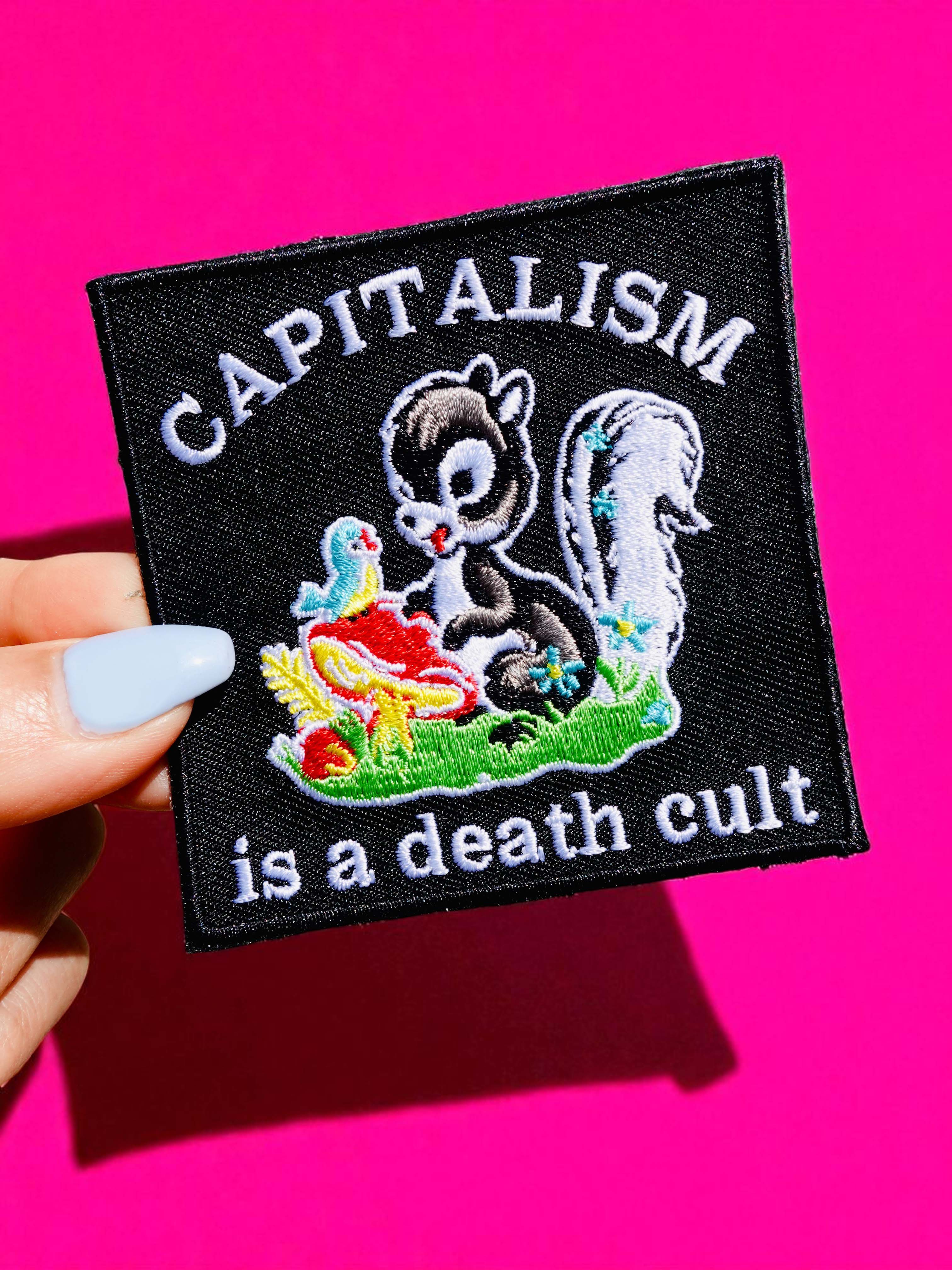 Capitalism Is a Death Cult Patch – Anti-Capitalist Embroidered Iron-On Statement Patch