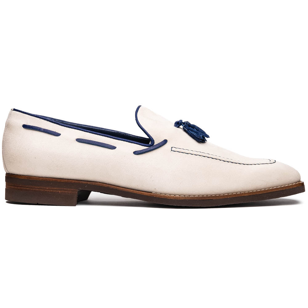 16-628-SND CARMEN Sueded Goatskin &amp;amp; Crocodile Tassel Loafer, Sand