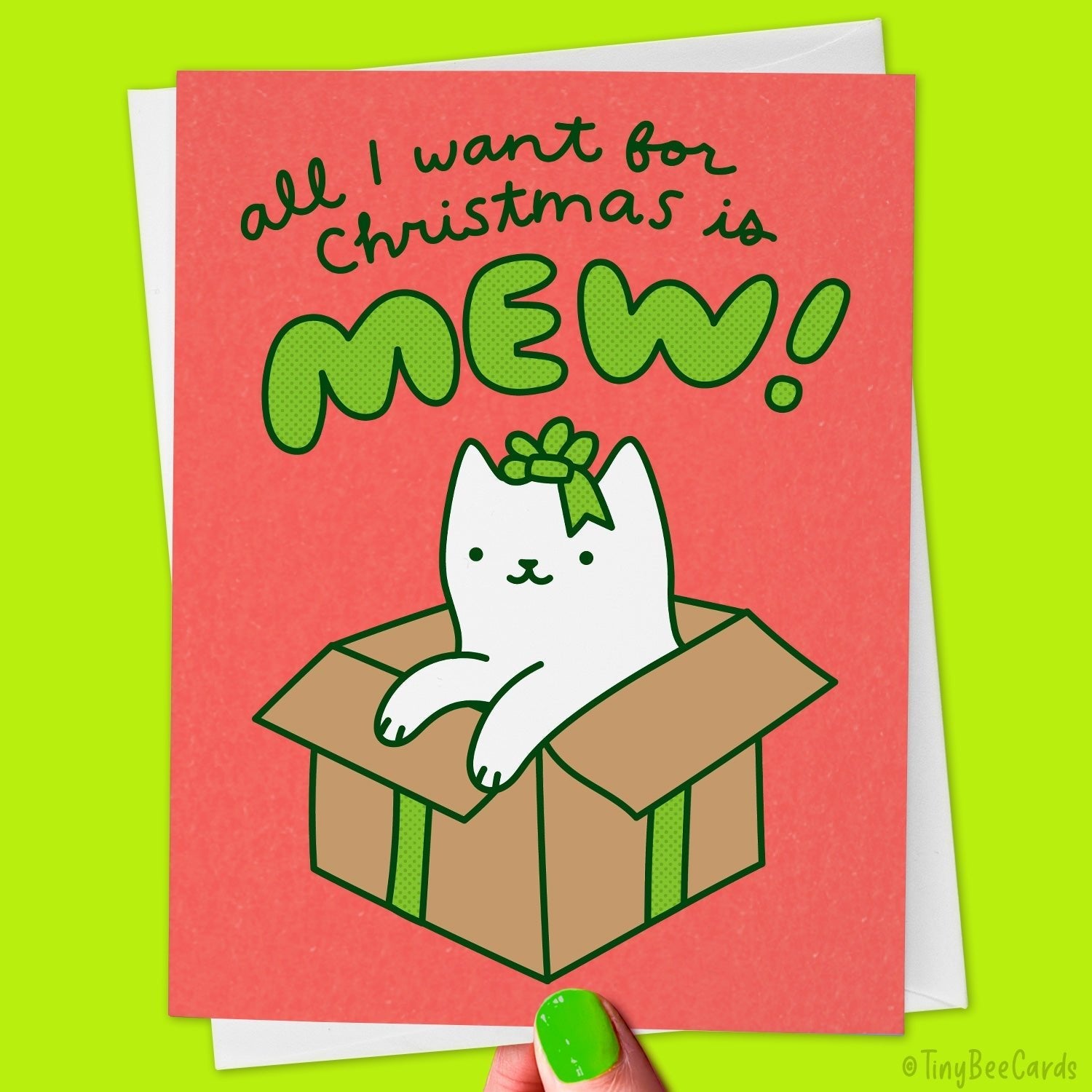 Cat Christmas Card &amp;quot;All I Want for Christmas is Mew&amp;quot;