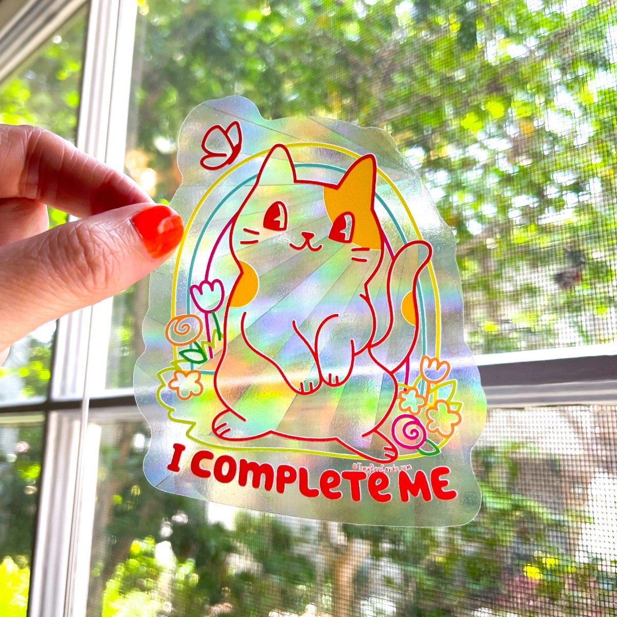 Cat Self Love Suncatcher Rainbow Maker Decal