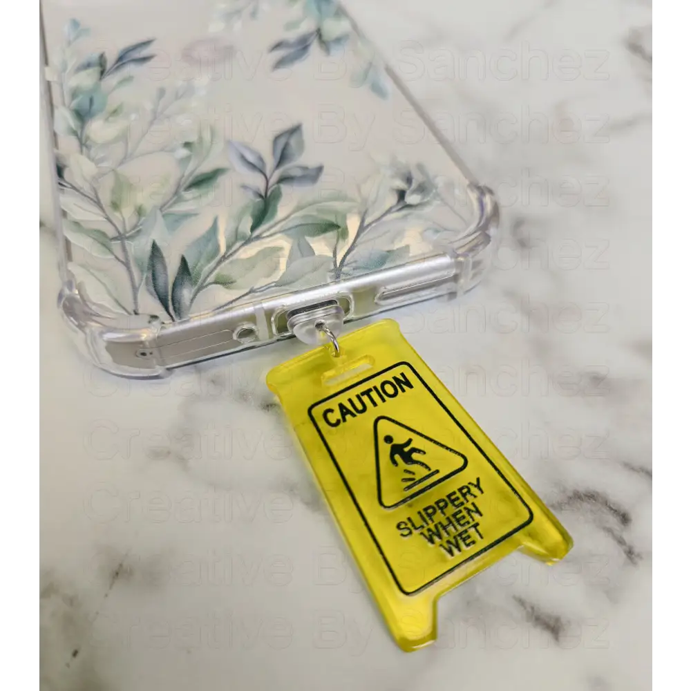 Caution, Slippery When Wet–USB-C Dust Plug Charm for Kindle, Phones, and Tablets