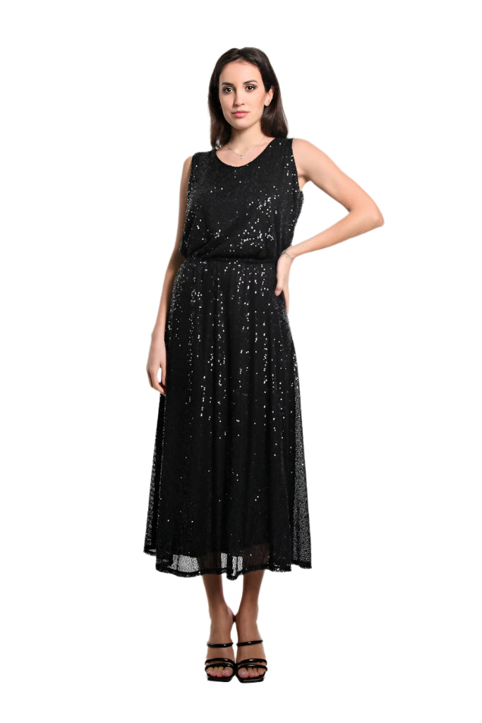 Tina Stephens Rae Sequin Long Flare Skirt SL501