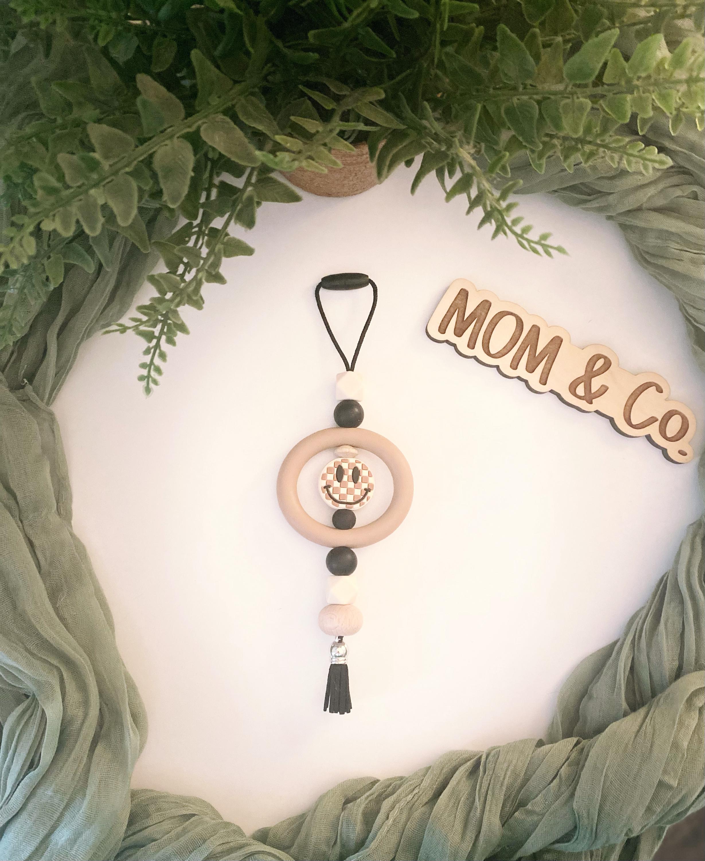 Smiley Face Checkered Car Charm