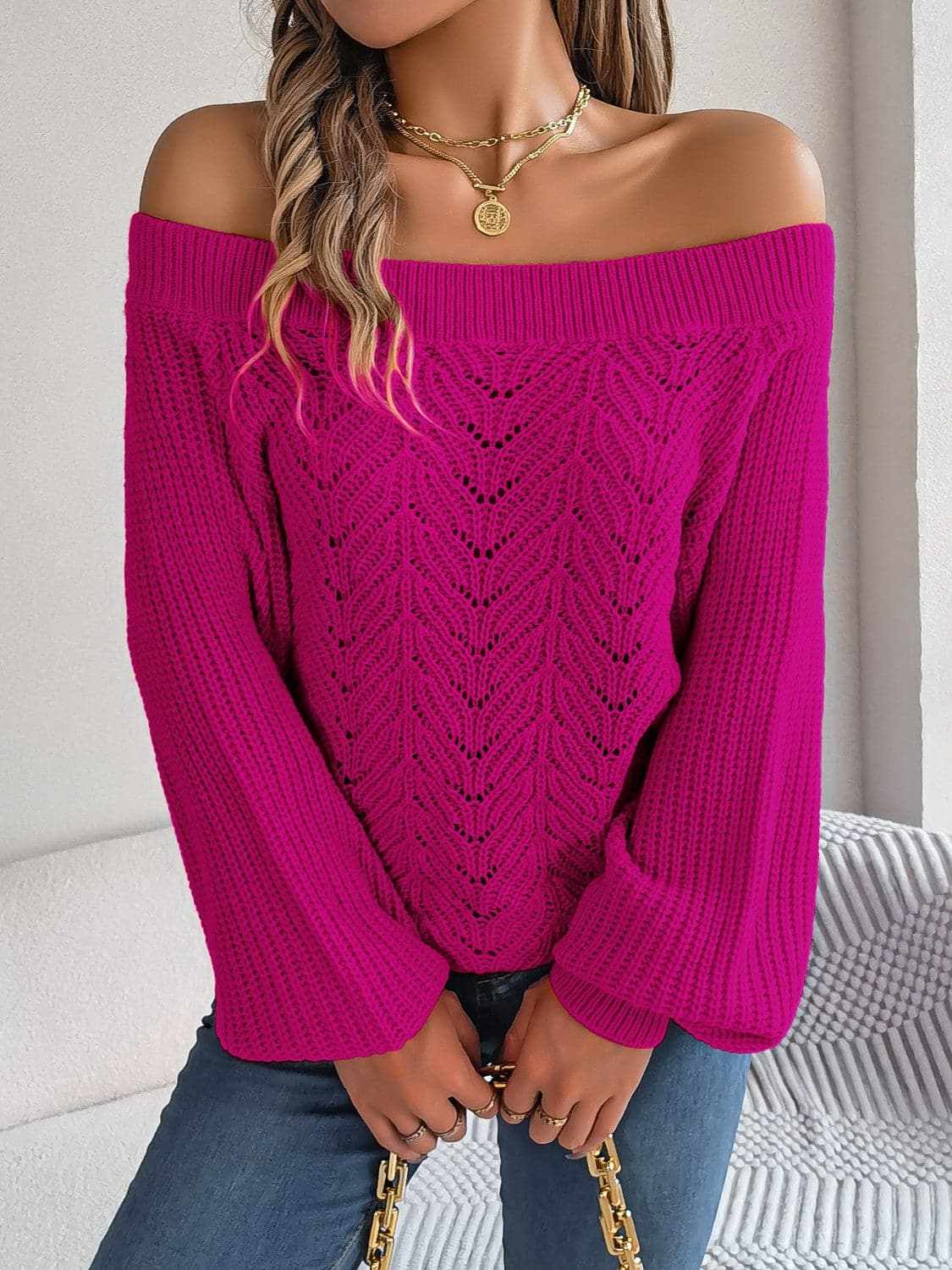 Trendsi Chic off-shoulder knit sweater