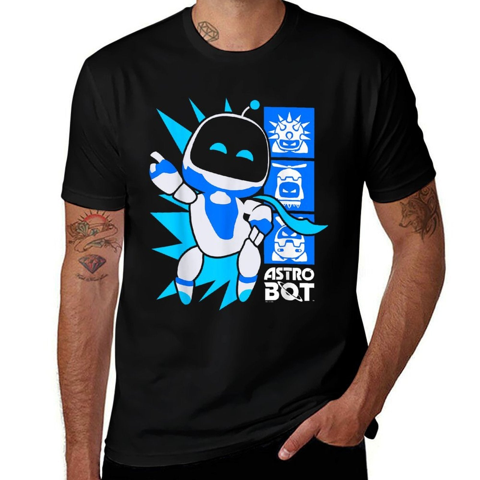 Astro Bot Rescue Mission Victory Pose Game  Ribbed Collar T-Shirt