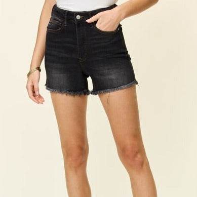 Judy Blue Full Size Tummy Control Fray Hem Women Shorts