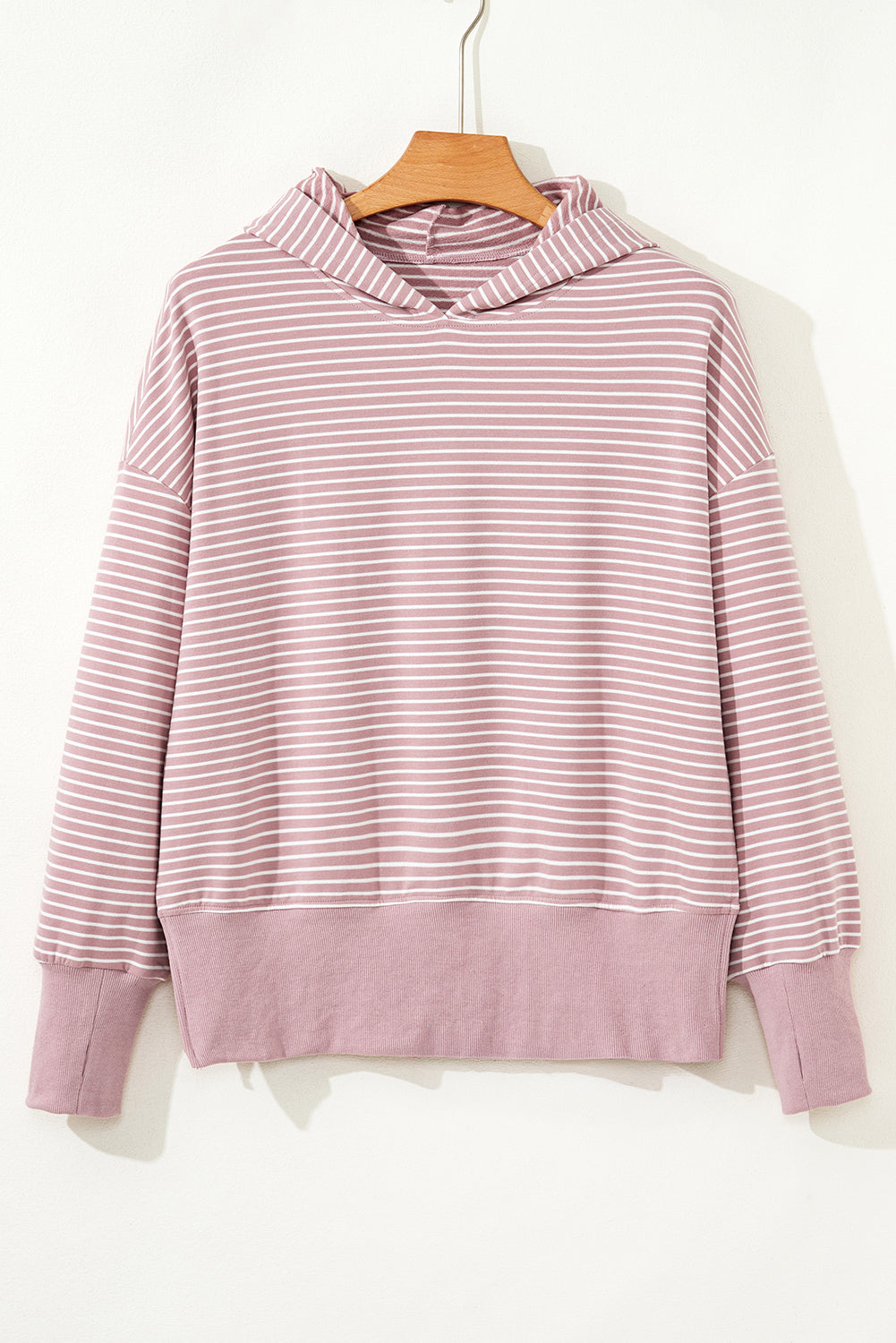 Stripe Thumbhole Drop Shoulder Sleeve Hoodie