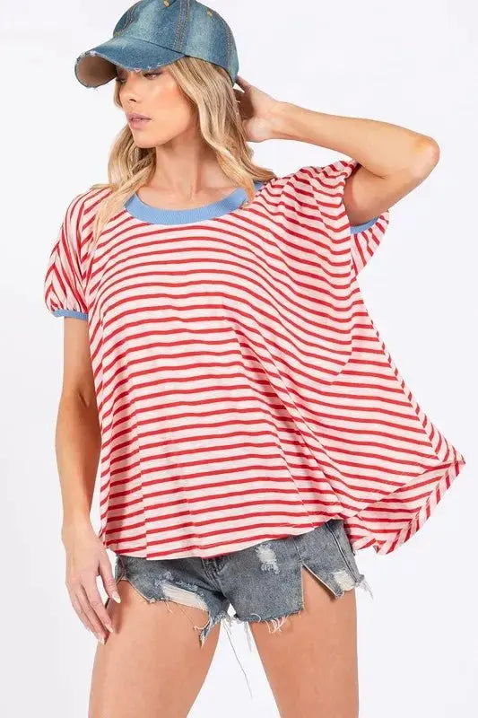 Trendsi Striped Tee Women&amp;#39;s Casual Everyday T-Shirt Soft &amp;amp; Breathable