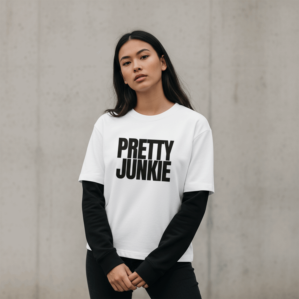 Layered Contrast Sleeve Cotton T-Shirt