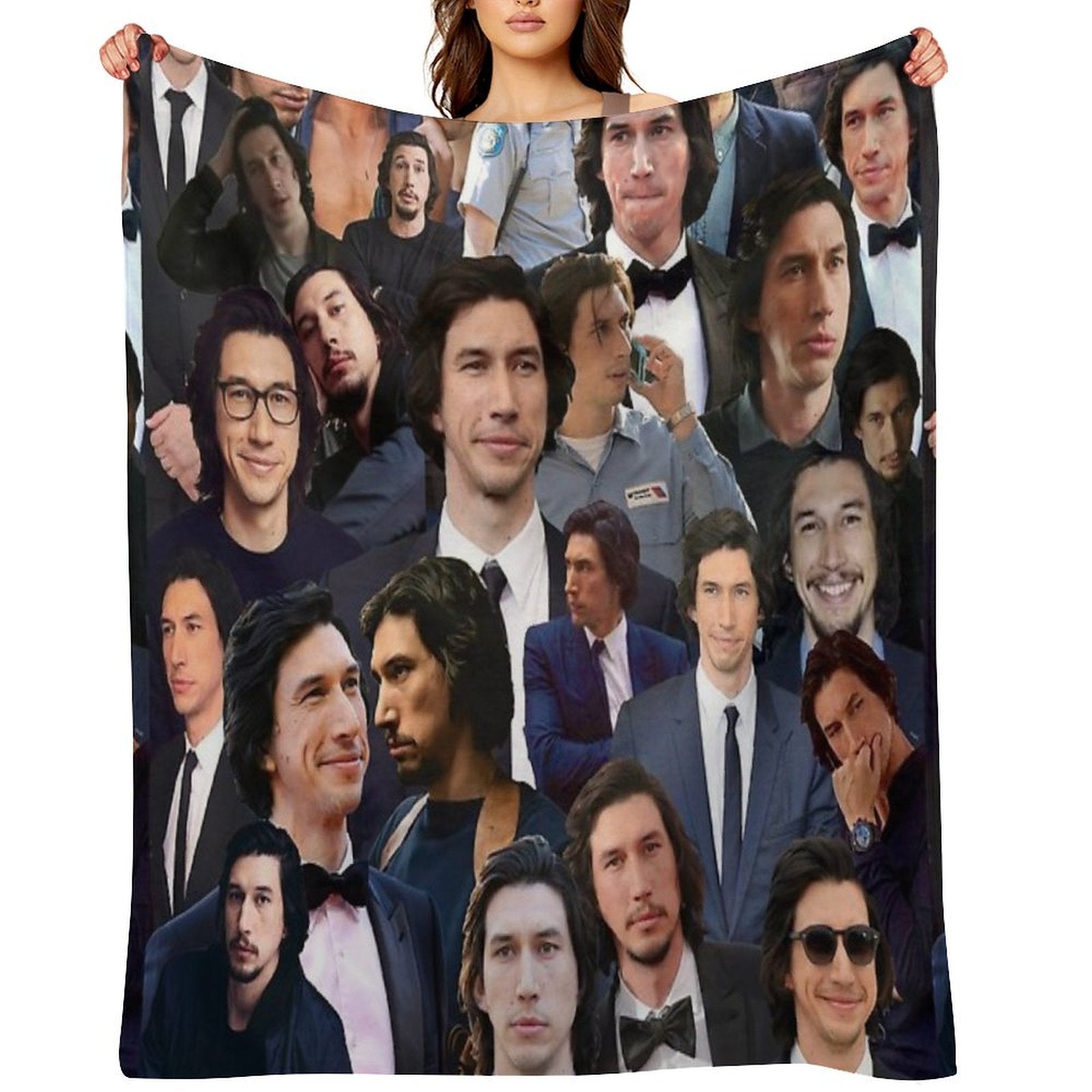 Adam Driver Blue Collage Throw Blanket
