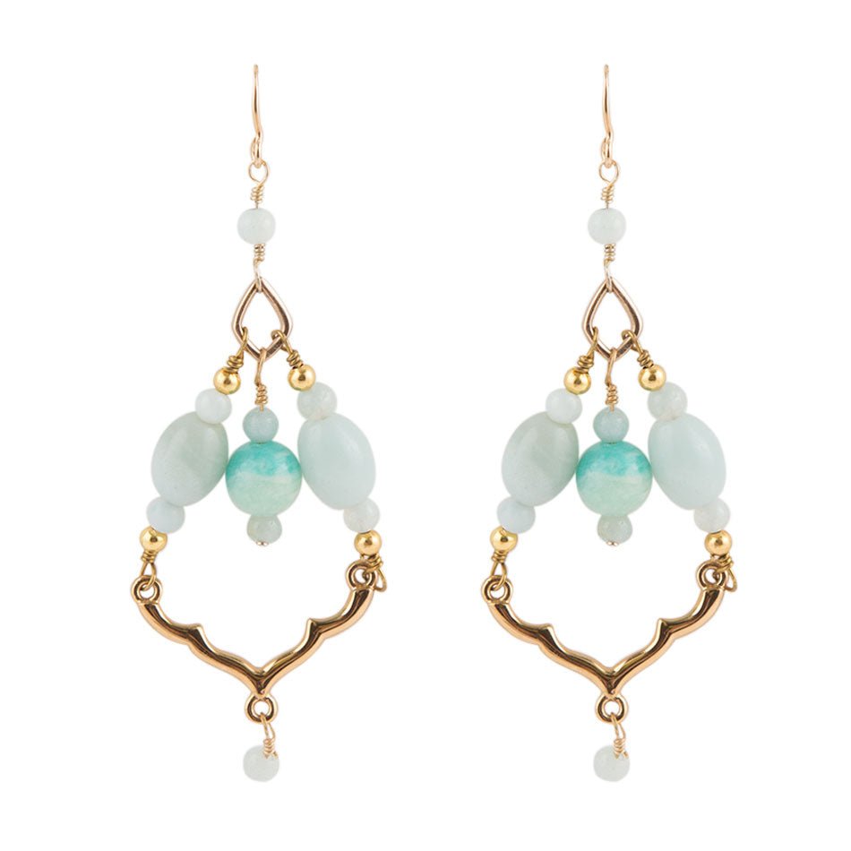 Chandelier Amazonite and Bronze Earrings