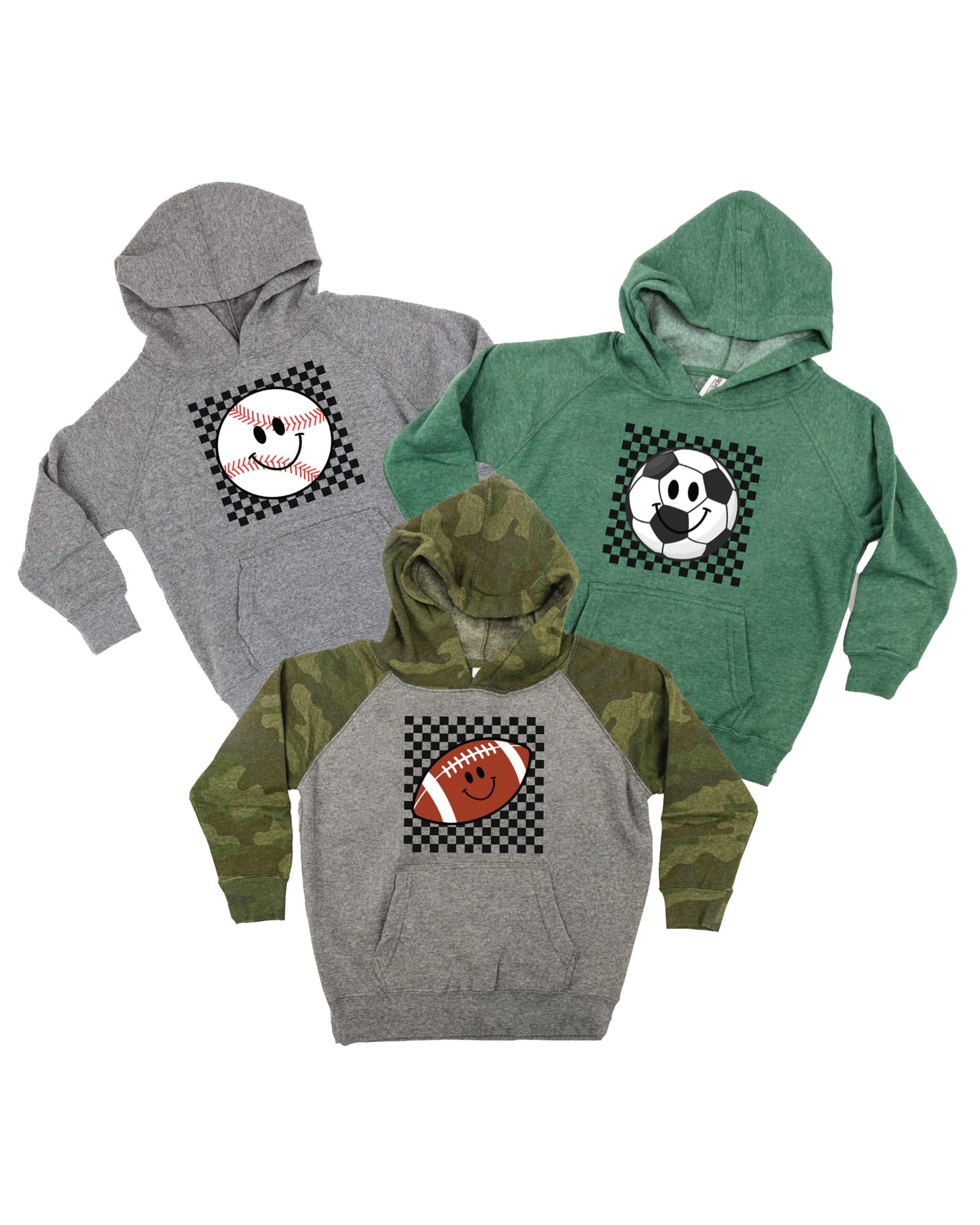 Checkers Smiley - (Choose Your Sports Ball) - Child Hoodie