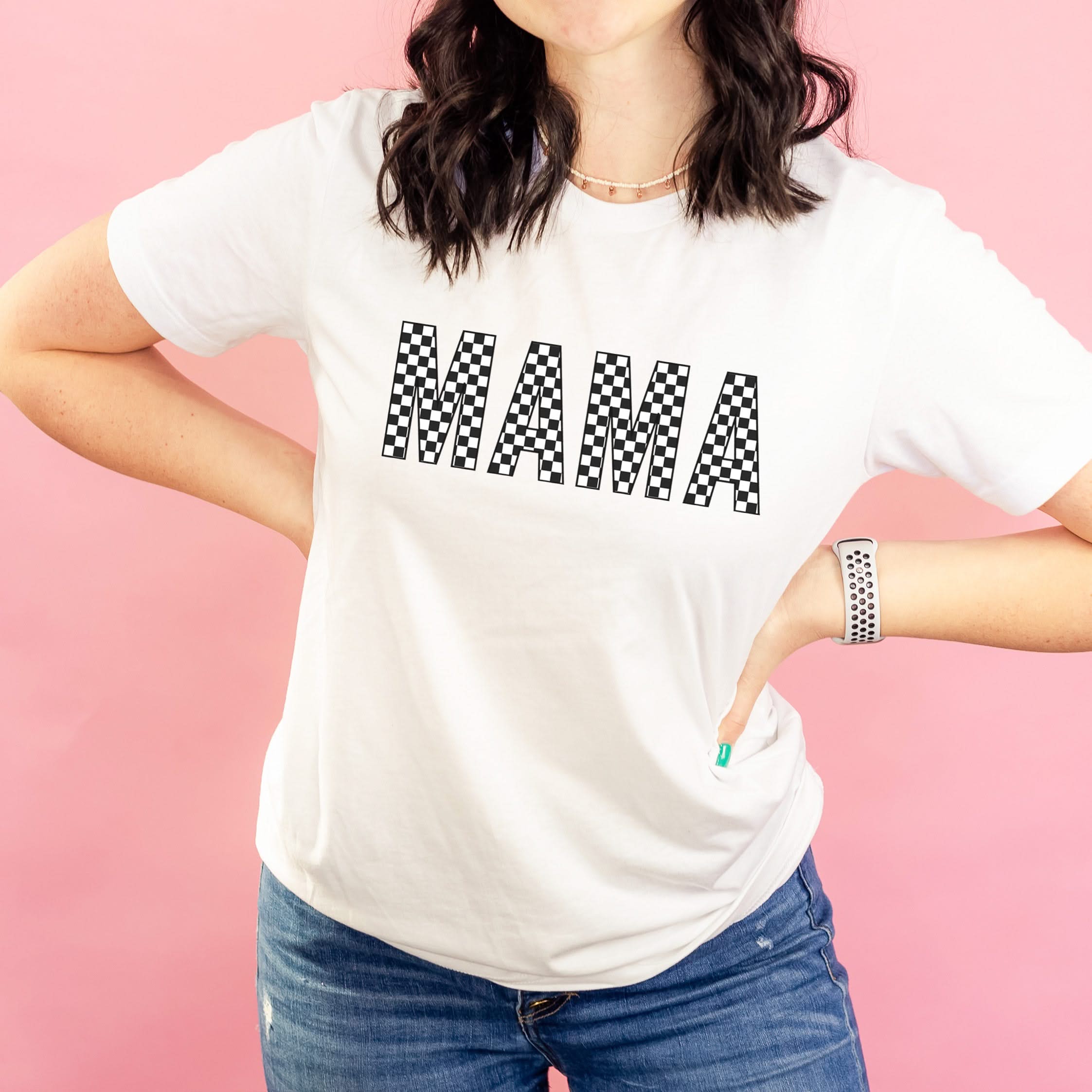 BLOCK FONT CHECKERS - MAMA - Unisex Tee