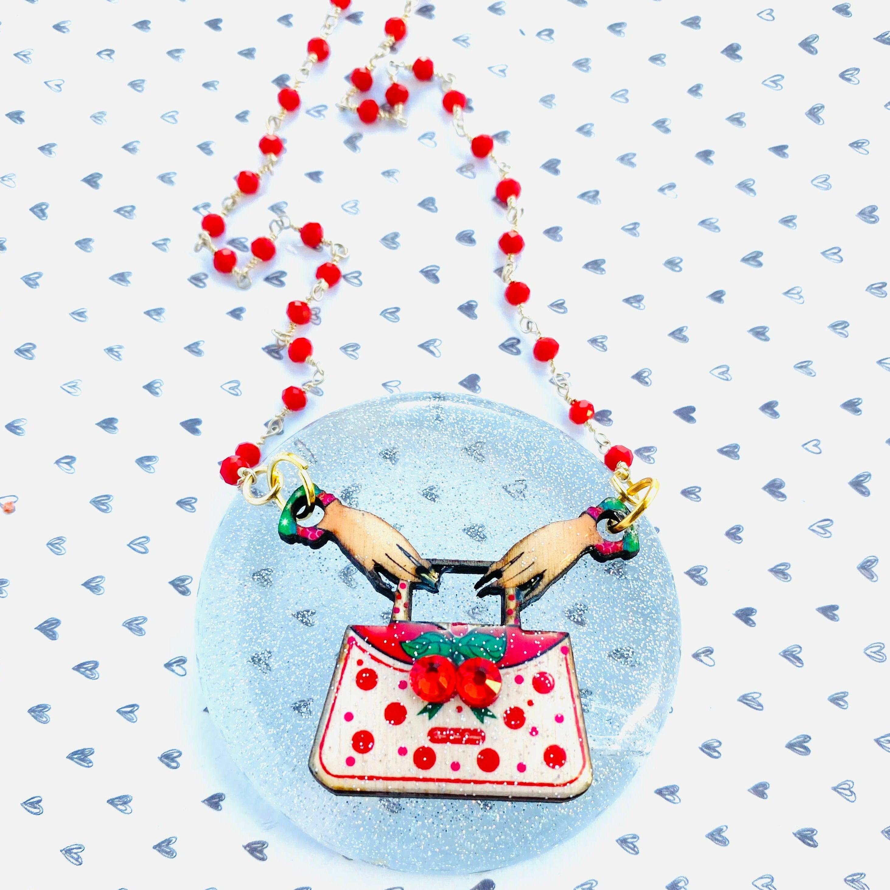Cherry Retro Beaded Necklace by Rosie Rose Parker